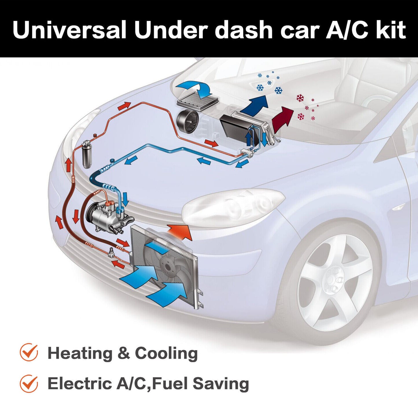 12V Universal Electric Under Dash Air Conditioning A/C Evaporator Kit For Car